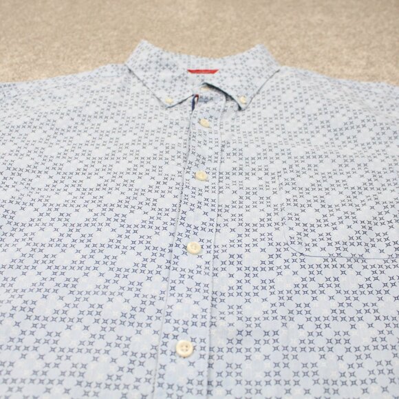 Cremieux‎ Flip Cuff Shirt Mens XL Blue Geometric Slim Fit Cotton L/S Button Down - Picture 5 of 13